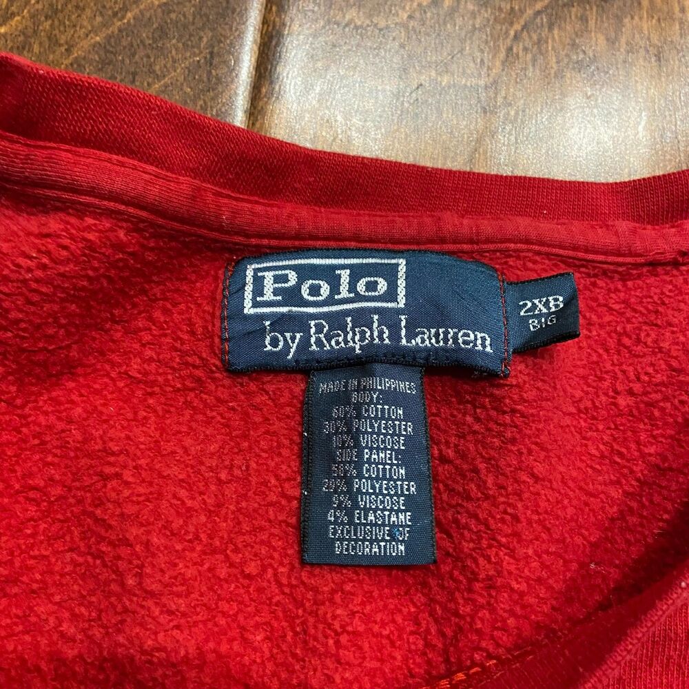 Polo Ralph Lauren Vintage Crewneck Sweatshirt Red Cotton Big/Tall Men's Size 2XB - Picture 9 of 9